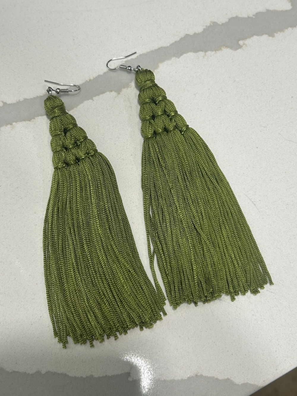 Olive Green Tassel Drop Earrings - Women Jewelry
